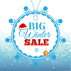 Square winter sale banner template with snowflakes on a soft blue background. Clean modern design perfect for social media posts, online promotions, seasonal advertising and winter marketing campaigns