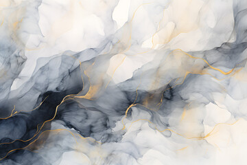 Naklejka premium Elegant gray alcohol ink background with gold glitter elements