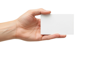 Obraz premium Hand holding a blank white business card.