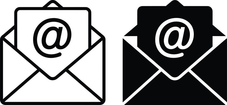 Email envelope icons with at symbol