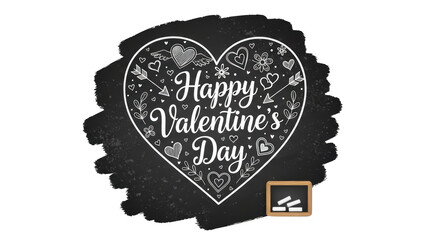 Happy Valentines Day Heart Chalkboard Design.