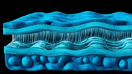 The image is a close-up of a body part with a blue and white background. The body part is made up of a blue and white material, giving it a unique and interesting appearance