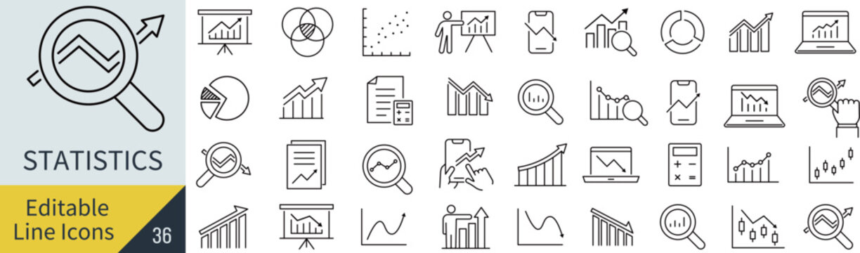 線の編集ができる統計に関するアイコンセット（アウトライン化していない）
