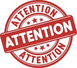 Attention red stamp on white background