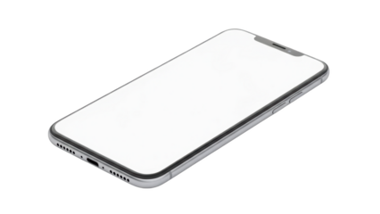 Modern Smartphone with Blank Screen on White Background.