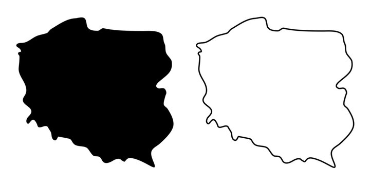 Poland country vector map in simplified .Minimalist illustration of a Poland map. Simple black outline illustration of the country map. Vector editable	