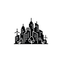 Obraz premium Eco-friendly cityscape illustration with renewable energy sources