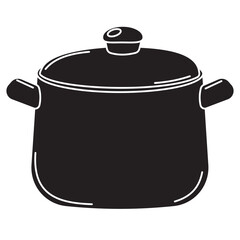 Cooking pot, black silhouette, isolated icon illustration
