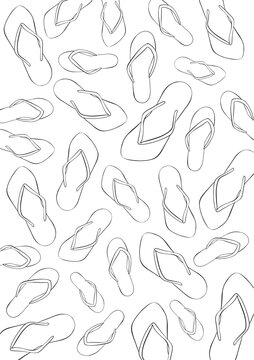 Doodle Coloring Page with 31 Flip Flops for Daily Creative Practice