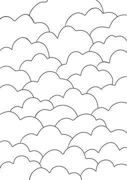 Doodle Coloring Page with 31 Hand Drawn Clouds for Daily Creative Practice and Mindfulness