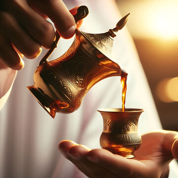 Authentic Khaleeji Cultural Drink Preparation and Serving Moment