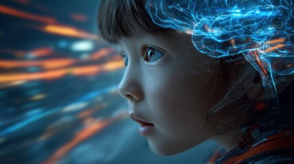 Future Child Intelligence: AI Brain Technology Concept, Artificial intelligence