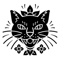 Floral angry cat tattoo © Vexels