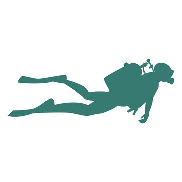 Scuba diver detailed silhouette