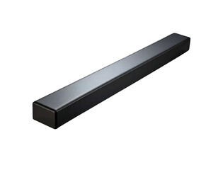 Black Soundbar Speaker on White Background.