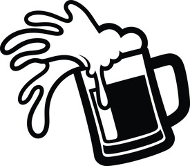Splashing Beer Mug Outline Graphic Resource Design