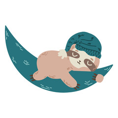 Obraz premium Cute sloth on the moon