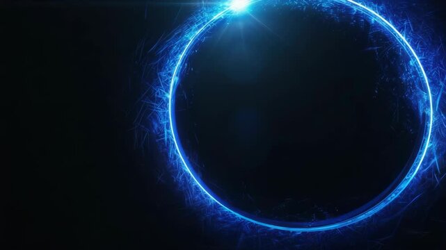 A striking of a blue ring-like anomaly set against the backdrop of space, evoking a sense of mystery and otherworldliness.