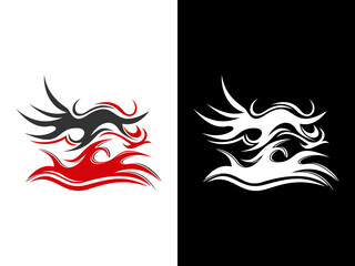 Obraz premium Abstract Tribal Flame Vector Graphic Dragon Logo Design Split