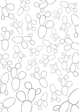 Doodle Coloring Page with 31 Cacti for Daily Creative Practice, Minimal Line Art, Printable Worksheet for Mindfulness and Fun