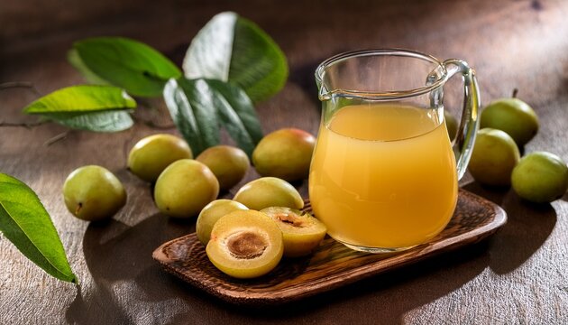 Jamaican June Plum Juice Tart And Sweet Tropical Fruit Beverage Jamaican Cuisine