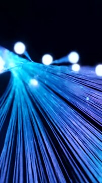 Fiber Optic Cables Transmitting Data and Light Signals.