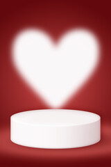 Pedestal for Product Display With Heart Shape Light for Valentine's Day Presentation