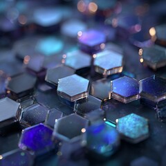 Nebula Hexagons: Luminous Metallic Tiles with Deep Space Blues