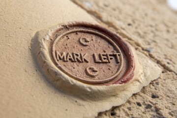 Close up of a wax seal imprint on soft clay