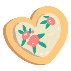 Cookie semi flat heart flowers