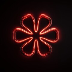 Neon Red Flower Symbol - Abstract Glowing Pattern