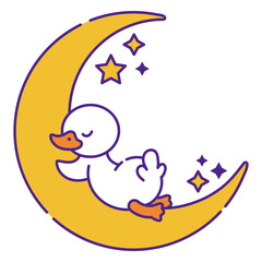 Cute duck in the moon
