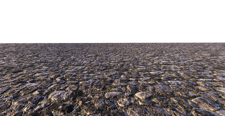 3D render of a stone and gravel area on a transparent background