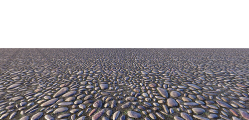 3D render of a stone and gravel area on a transparent background