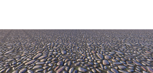 3D render of a stone and gravel area on a transparent background