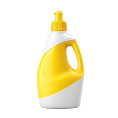 Yellow and white liquid soap bottle isolated on transparent background