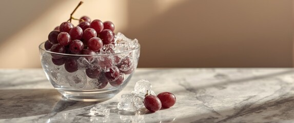 Obraz premium Chilled Fresh Grapes Fruit Served with Ice