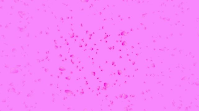 Pink heart shapes being lit up and falling down on pale pink background. Abstract background for Happy Valentine's day and wedding ceremony.