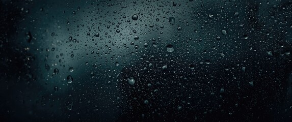 Obraz premium Aerial view of raindrops on a dark surface showcasing pattern, texture, and water, highlighting rain, natural weather, and seasonal themes in an automobile context