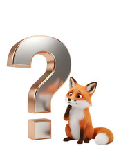 迷いを抱える狐と大きな金属の疑問符.