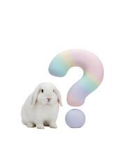 夢見るようなパステルカラーのウサギと疑問符.