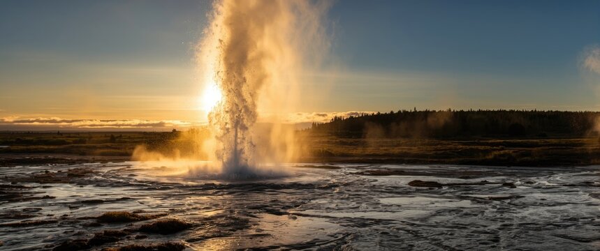 Visit Strokkur Geysir in Iceland, a popular destination celebrated for its stunning sunset eruptions and picturesque natural landscapes