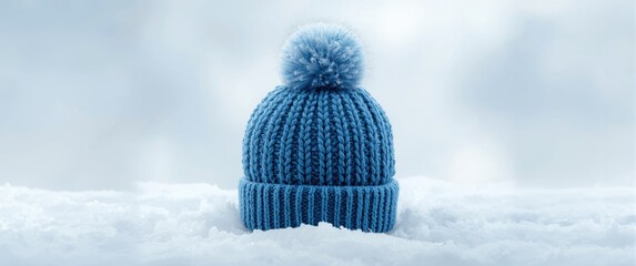 Blue hat made of knit fabric
