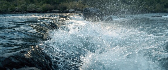 Black and Wet Rocks Under White Water Tumbling