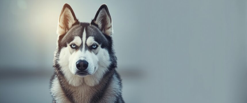 Husky dog with captivating eyes in a detailed close-up