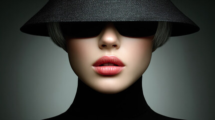 Surreales portrait mit stilisierter Person und starkem Fokus auf Emotionen. Klare Farben, reduzierte Formen und bewusst k&uuml;nstliche &Auml;sthetik