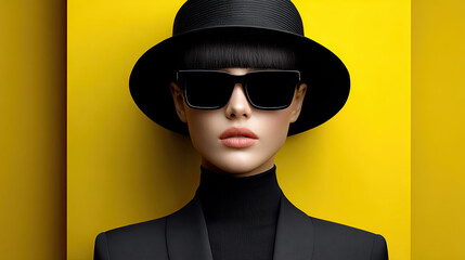 Surreales portrait mit stilisierter Person und starkem Fokus auf Emotionen. Klare Farben, reduzierte Formen und bewusst k&uuml;nstliche &Auml;sthetik