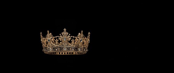 Naklejka premium Isolated royal golden crown in a close-up shot with a dark backdrop