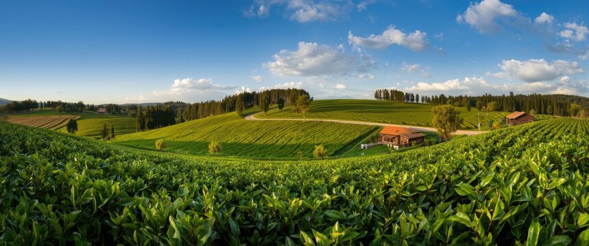 Picturesque tea garden in Rize, Black Sea area of Turkey