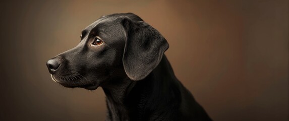 Black dog with a blurred background seen in profile, showcasing its beauty and gentleness